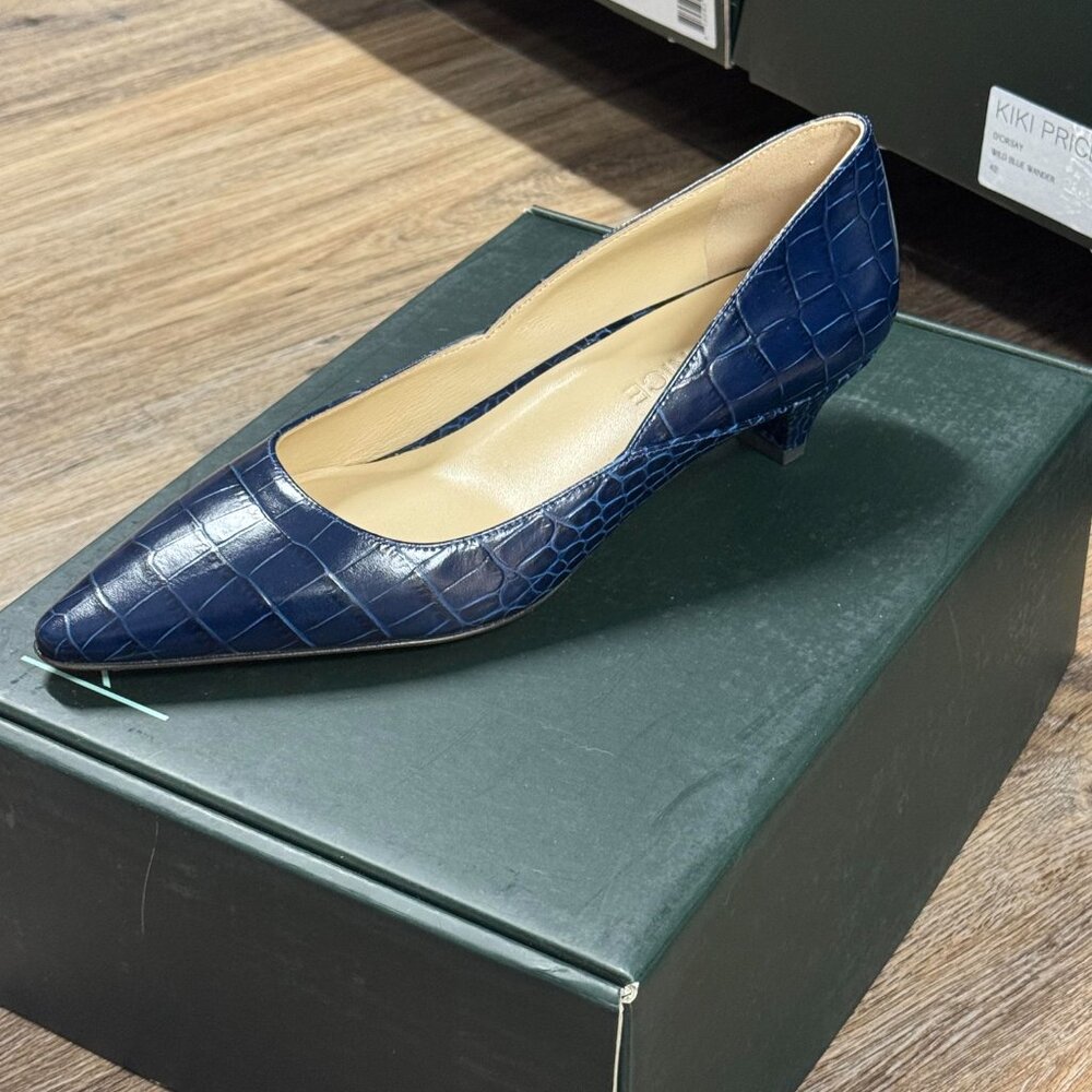 Brand New: Dark Blue Leather Kitten Heels